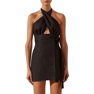 Shona Joy Black Halter Mini Dress